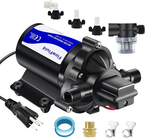 12V DC Water Pressure Booster Pump for RV,70PSI 5GPM Washdown Fresh Self Priming Diaphragm Pump for Boats with Filter,4-Chamner Transfer On Demand Pump for Marine Yacht Caravan Garden Hose in Kuwait