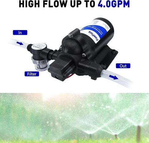 12V DC Water Pressure Booster Pump for RV,70PSI 5GPM Washdown Fresh Self Priming Diaphragm Pump for Boats with Filter,4-Chamner Transfer On Demand Pump for Marine Yacht Caravan Garden Hose in Kuwait