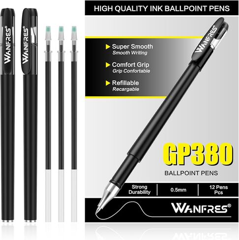 GEL INK BARLOINT PEN 0.5 مم 12 حاملي قلم 24 عباءة ، قلم الحبر الأزرق ، الحبر القابل لإعادة الملء ، سريع التجفيف ، مناسب للطلاب للقيام بالواجبات المنزلية ، الكتابة ، ملاحظات الاجتماع ، العلامات ، التجميع اليدوي المطلوب. in Kuwait