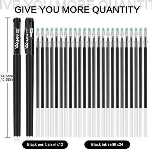 GEL INK BARLOINT PEN 0.5 مم 12 حاملي قلم 24 عباءة ، قلم الحبر الأزرق ، الحبر القابل لإعادة الملء ، سريع التجفيف ، مناسب للطلاب للقيام بالواجبات المنزلية ، الكتابة ، ملاحظات الاجتماع ، العلامات ، التجميع اليدوي المطلوب. in Kuwait