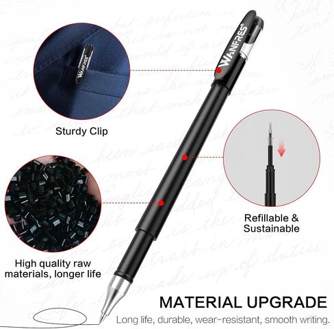 GEL INK BARLOINT PEN 0.5 مم 12 حاملي قلم 24 عباءة ، قلم الحبر الأزرق ، الحبر القابل لإعادة الملء ، سريع التجفيف ، مناسب للطلاب للقيام بالواجبات المنزلية ، الكتابة ، ملاحظات الاجتماع ، العلامات ، التجميع اليدوي المطلوب. in Kuwait
