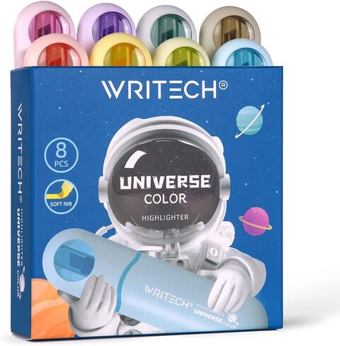 Writech الجمالية تلميح الطرف العالي: ألوان النيون متنوعة لطيف العلامة أقلام طرف ناعم متعدد الملونة لا تلطخ نزيف لتسليط الضوء على رسم اليومية 8CT. in Saudi Arabia