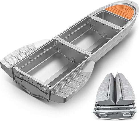 Portable Fishing Boat with Foldable Modular, Fits in SUVs and Pickup Trucks, 1700lb Capacity Pontoon Boat for 3-6 Adults, Won't Capsize or Sink, Supports Motor, Ideal for Angling and Rescuing, Gray in Saudi Arabia
