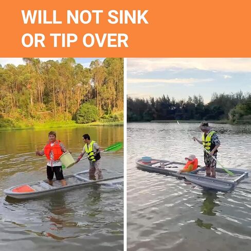 Portable Fishing Boat with Foldable Modular, Fits in SUVs and Pickup Trucks, 1700lb Capacity Pontoon Boat for 3-6 Adults, Won't Capsize or Sink, Supports Motor, Ideal for Angling and Rescuing, Gray in Saudi Arabia