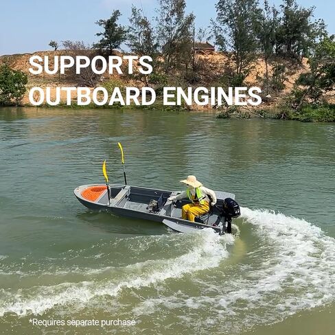 Portable Fishing Boat with Foldable Modular, Fits in SUVs and Pickup Trucks, 1700lb Capacity Pontoon Boat for 3-6 Adults, Won't Capsize or Sink, Supports Motor, Ideal for Angling and Rescuing, Gray in Saudi Arabia