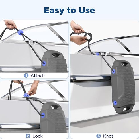 Boat Fenders, Boat Bumpers for Docking, EVA Pontoon Bumpers with Integrated Locking Rope, Fit for Bass, Ski, Bowriders and Fishing Boats in Kuwait