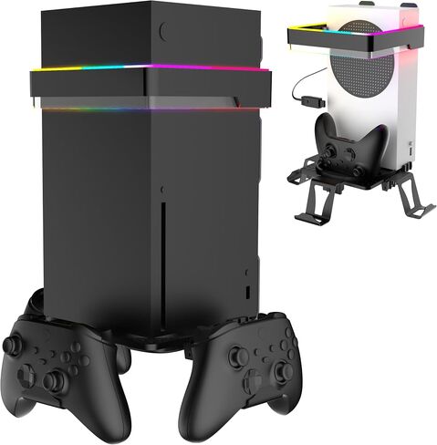 Wall Mount with Cooling Charging Stand for Xbox Series X/S,Vertical Dual Controller Charger Station Compatible Xbox Series X/S Console Accessories with Cooling Fan,3 USB Ports&2 Headset Stand in Saudi Arabia