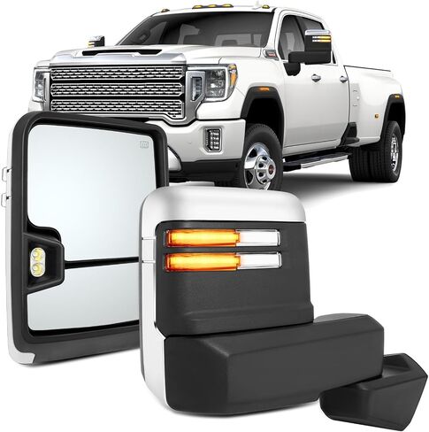 OCPTY Power Heated Towing Mirror Fit For Chevy Avalanche 1500 2003-2006 For Avalanche 2500 2003-2006 For Silverado 1500 2003-2006 Power Adjust LED Turn Signal Light Black Textured Driver & Passenger in Kuwait