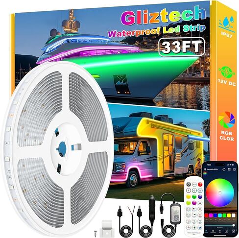 مصابيح قارب LED مقاوم للماء 50 قدمًا ، 12 فولت RGB البحرية LED الشريط الخارجي ، IP67 أضواء القارب العائم الداخلية مع تطبيق للبونتون ، باس ، سطح ، RV ، صيد قوارب الكاياك in Kuwait