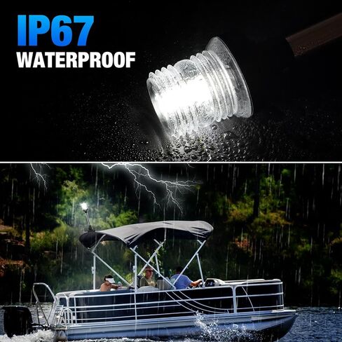 12 Inch Stern Light Bimini Top Anchor Light, LED Pontoon Navigation Lights Waterproof IP67, 3 NM Visibility White Fold Down Rear Boat Lights for Jon Boat, Small Boats, Fishing Boats (12~24V) in Saudi Arabia