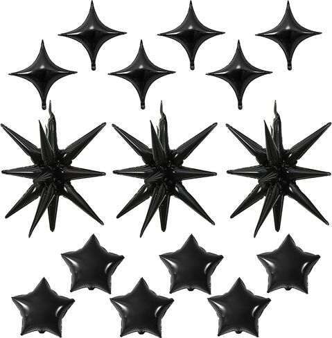 Star Balloons, 22in Red Black and Silver Explosion Star Balloons Foil 10in 4-Pointed & Pentagram Balloon for Graduation New Year Wedding Birthday Party Decorations in Kuwait