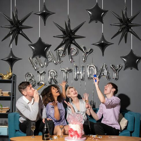 Star Balloons, 22in Red Black and Silver Explosion Star Balloons Foil 10in 4-Pointed & Pentagram Balloon for Graduation New Year Wedding Birthday Party Decorations in Kuwait