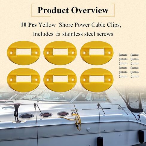 10 Pcs Electrical Marine Shore Power Cable Clips, Cord Holder Designed to Hold A Standard 30 Amp/10 Gauge Marine Power Cord in, Use on Deck or Edge of Dock to Organize Shore Power Cable, Yellow in Saudi Arabia