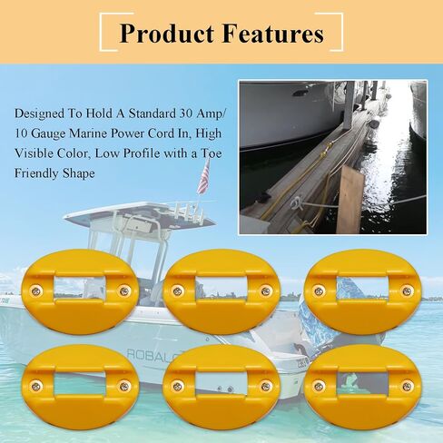 10 Pcs Electrical Marine Shore Power Cable Clips, Cord Holder Designed to Hold A Standard 30 Amp/10 Gauge Marine Power Cord in, Use on Deck or Edge of Dock to Organize Shore Power Cable, Yellow in Saudi Arabia