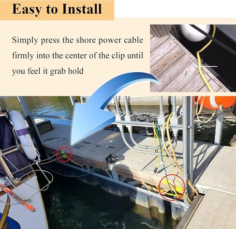 10 Pcs Electrical Marine Shore Power Cable Clips, Cord Holder Designed to Hold A Standard 30 Amp/10 Gauge Marine Power Cord in, Use on Deck or Edge of Dock to Organize Shore Power Cable, Yellow in Saudi Arabia