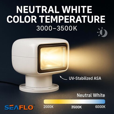Seaflo 02 Series 360 ° التناوب عن بُعد التحكم في القوارب الهالوجين - 12V DC 50W ، IP65 مقاوم للماء ، مسافة الشعاع: 1266 قدمًا (386 مترًا) - معتمدة من CE & ROHS ، (شمعة الطاقة: 175000CD ، الجهد: 12V) in Saudi Arabia