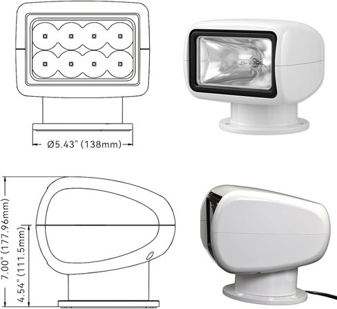 Seaflo 02 Series 360 ° التناوب عن بُعد التحكم في القوارب الهالوجين - 12V DC 50W ، IP65 مقاوم للماء ، مسافة الشعاع: 1266 قدمًا (386 مترًا) - معتمدة من CE & ROHS ، (شمعة الطاقة: 175000CD ، الجهد: 12V) in Saudi Arabia