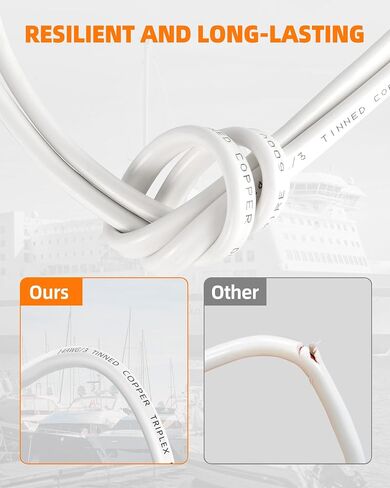 12 سلك بحري Gauge ، 12/3 Triplex Marine Grade Cable ، IP68 مقاوم للماء/خالي من الأكسجين النحاس الذي تقطعت بهم السبل PVC 12 AWG للقارب ، السيارات ، RV ، شمسية ، LED شرائط (50 قدم/15M) in Kuwait