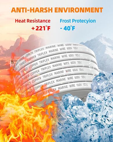 12 سلك بحري Gauge ، 12/3 Triplex Marine Grade Cable ، IP68 مقاوم للماء/خالي من الأكسجين النحاس الذي تقطعت بهم السبل PVC 12 AWG للقارب ، السيارات ، RV ، شمسية ، LED شرائط (50 قدم/15M) in Kuwait