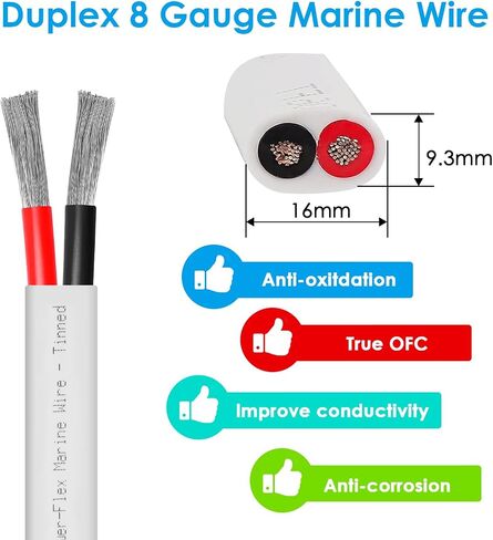 18 Gauge Electrical Wire 600V PVC Jacket ، 18/2 سلك نحاسي لبطارية السيارات البحرية (18 Gauge 200ft) in Kuwait