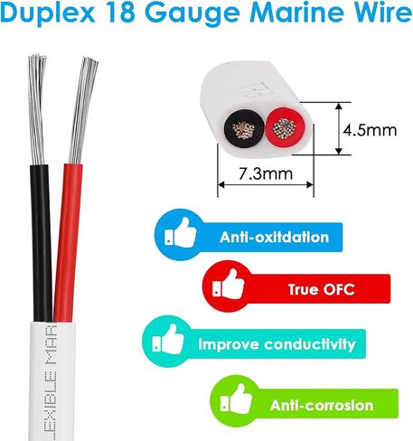 18 Gauge Electrical Wire 600V PVC Jacket ، 18/2 سلك نحاسي لبطارية السيارات البحرية (18 Gauge 200ft) in Kuwait