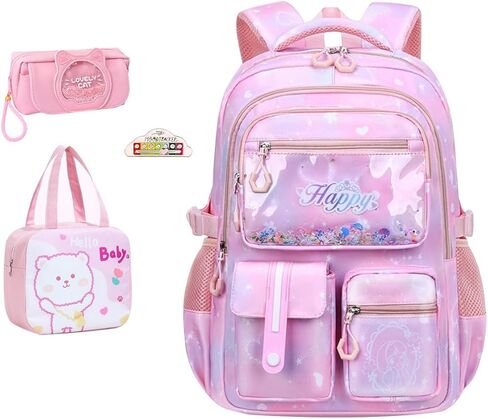 5Pcs Blue Sequin Girls Backpack - Kawaii Bookbag School Shoulders Laptop Bag Daypacks for Students Teen Kids Casual Travel (Blue) in Kuwait