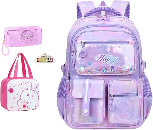 5pcs backpack backpack girls requin - kawaii bookbag school strivers bag bag bag bag bag for stept teen kids casual travel (Blue) in Kuwait