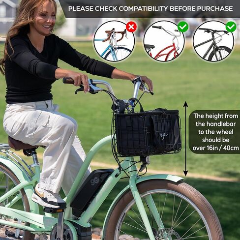 Foldable Bike Basket Front/Rear with Insulated Cooler Bag, Folding Bicycle Basket with Removable Insulated Tempurature Control Bag, Large Quick Release Design Metal Ebike Basket for All Ages in Saudi Arabia