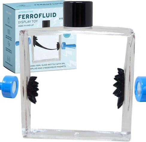 زجاجة لعبة عرض Ferrofluid - ألعاب الجذعية المعدنية فيروفلويد ، سائل مغناطيسي تفاعلي فيروفلويد مع مغناطيس النيوديميوم ، مكتب سائل مغناطيسي نحت تعليمي 50 مل in Saudi Arabia