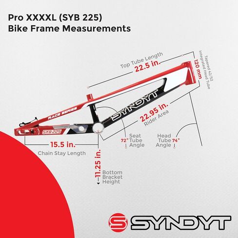 225 Pro 4XL BMX Racing Bike Frame – 22.5" Top Tube, 6061-T6 Aluminum (4.19 lbs), Tapered 42/52 Head Tube, B52 Tech BB, 10/15/20mm Hubs, 140mm Disc Brake, Chain Tensioners – Bicycle Frame in Kuwait