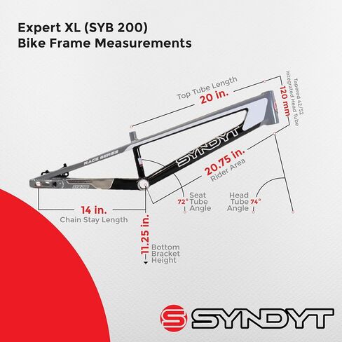 200 خبراء XL BMX سباق الدراجة إطار الدراجة - 20 "TOP TUBE ، 6061 -T6 الألومنيوم (3.08 رطل) ، مدبب 38/42 أنبوب الرأس ، اليورو القياسي BB ، 10/15 مم محاور ، فرامل القرص 140 ملم ، توتر في السلسلة - إطار الدراجة للدراجات in Kuwait