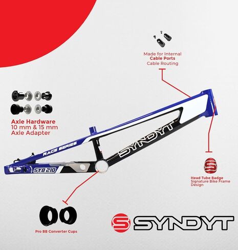 210 Pro XL BMX Racing Bike Frame-21 "Top Tube ، 6061-T6 Aluminium (4.05 رطل) ، مدبب 42/52 أنبوب الرأس ، B52 Tech BB ، 10/15/20mm محاور ، فرامل القرص 140 ملم ، توتر سلسلة-إطار للدراجات. in Kuwait