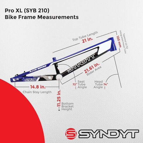 210 Pro XL BMX Racing Bike Frame-21 "Top Tube ، 6061-T6 Aluminium (4.05 رطل) ، مدبب 42/52 أنبوب الرأس ، B52 Tech BB ، 10/15/20mm محاور ، فرامل القرص 140 ملم ، توتر سلسلة-إطار للدراجات. in Kuwait