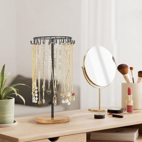 Mkono Necklace Holder Metal Jewelry Display Stand Necklace Organizer with 22 Hooks for Storage and Hanging Bracelet Keychain Home Room Deocr for Women,Gold in Saudi Arabia