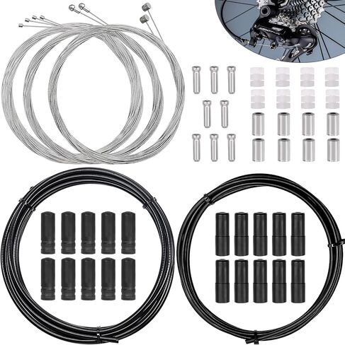 Taiss Universal Bicycle Brake Cable,Bicycle Shift Derailleur Bike Cable Housing Kit with O-Rings End Caps for Mountain Road Bike Repair（red/Black） in Kuwait