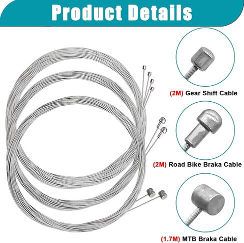 Taiss Universal Bicycle Brake Cable,Bicycle Shift Derailleur Bike Cable Housing Kit with O-Rings End Caps for Mountain Road Bike Repair（red/Black） in Kuwait