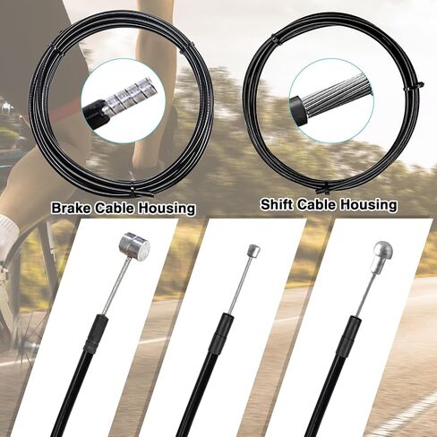 Taiss Universal Bicycle Brake Cable,Bicycle Shift Derailleur Bike Cable Housing Kit with O-Rings End Caps for Mountain Road Bike Repair（red/Black） in Kuwait
