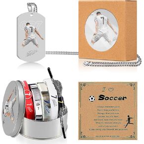 6Pcs C.R No.7 Soccer Sports Bracelets Necklaces Set, Number.7 Titanium Steel Adjustable Silicone Wristband, No.7 Soccer Star Necklace, Number.7 Soccer Star Signature Storage Box with Card in Saudi Arabia