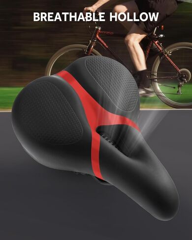 Bicycle Seat Replacement, Bike Seat for Men and Women, Comfort Wide Bike Saddle Memory Foam Padded Soft Bike Seat Cushion Compatible with Peloton, Mountain, City Bikes, Indoor Exercise Bikes in Saudi Arabia