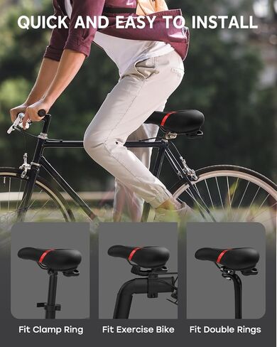 Bicycle Seat Replacement, Bike Seat for Men and Women, Comfort Wide Bike Saddle Memory Foam Padded Soft Bike Seat Cushion Compatible with Peloton, Mountain, City Bikes, Indoor Exercise Bikes in Saudi Arabia