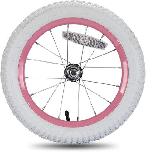 JOYSTAR 12 14 16 18 20 Inch Kids Bike Front Wheels Replacement Bicycle Wheels with 12-20 Inch Solid Air Rubber Tire & Inner Tube Don't Fit Huffy Bike Black & White Pink in Kuwait