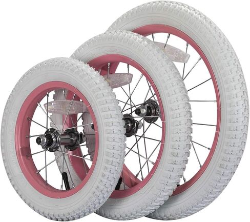 JOYSTAR 12 14 16 18 20 Inch Kids Bike Front Wheels Replacement Bicycle Wheels with 12-20 Inch Solid Air Rubber Tire & Inner Tube Don't Fit Huffy Bike Black & White Pink in Kuwait