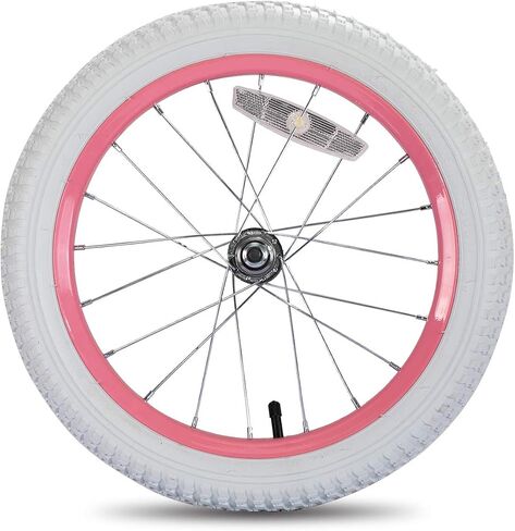 JOYSTAR 12 14 16 18 20 Inch Kids Bike Front Wheels Replacement Bicycle Wheels with 12-20 Inch Solid Air Rubber Tire & Inner Tube Don't Fit Huffy Bike Black & White Pink in Kuwait