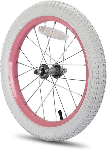 JOYSTAR 12 14 16 18 20 Inch Kids Bike Front Wheels Replacement Bicycle Wheels with 12-20 Inch Solid Air Rubber Tire & Inner Tube Don't Fit Huffy Bike Black & White Pink in Kuwait
