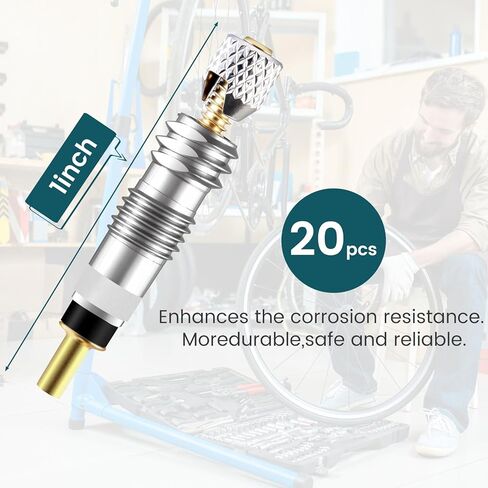 20PCS Professional Brass Presta Valve Core & STEM - صمامات صمام مقاومة للتسرب عالمي لإطارات الدراجة على الطريق/MTB بدون أنبوب (قياسي) in Kuwait