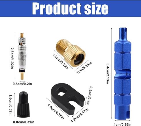 Presta Valve Core Repair Kit, Including 10 Valve Core 10 Cover Brass Screws Plastic Buckle & Installation Tools for Tubeless Road MTB Bike Tires in Saudi Arabia