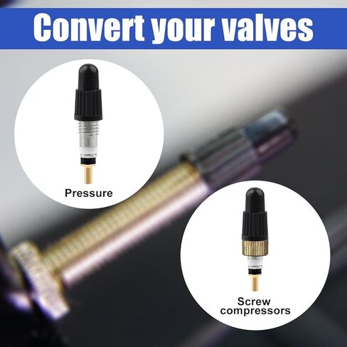 Presta Valve Core Repair Kit, Including 10 Valve Core 10 Cover Brass Screws Plastic Buckle & Installation Tools for Tubeless Road MTB Bike Tires in Saudi Arabia
