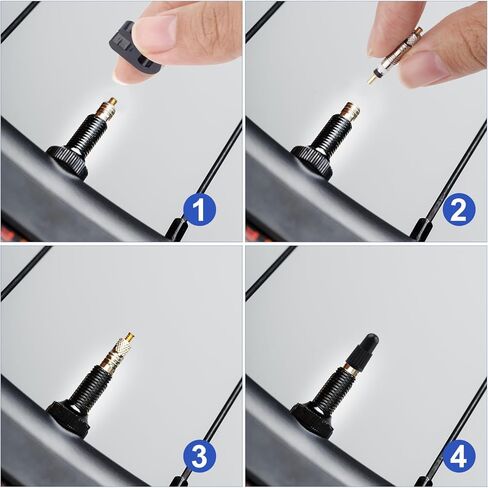 Presta Valve Core Repair Kit, Including 10 Valve Core 10 Cover Brass Screws Plastic Buckle & Installation Tools for Tubeless Road MTB Bike Tires in Saudi Arabia