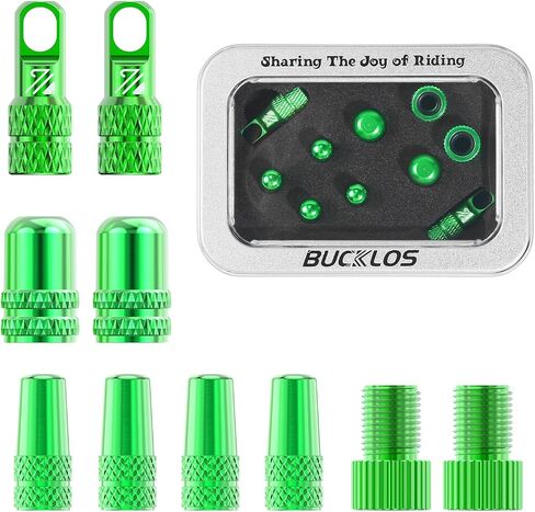 BUCKLOS Bike Tire Valve Stem Cap Set, Presta Valve and Schrader Valve Caps, Valve Cap with Valve Core Removing Function, Presta Valve Adapter, 10Pcs Fit Mountain Bike, Road Bikes in Saudi Arabia