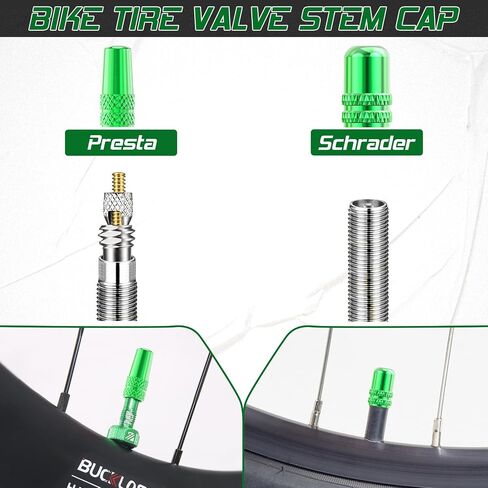 BUCKLOS Bike Tire Valve Stem Cap Set, Presta Valve and Schrader Valve Caps, Valve Cap with Valve Core Removing Function, Presta Valve Adapter, 10Pcs Fit Mountain Bike, Road Bikes in Saudi Arabia